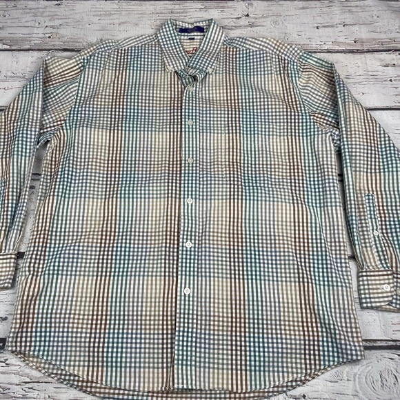 Alan‎ Flusser Men’s L/S Casual Shirt Large color Multi Color Checks Button Down - Picture 2 of 10